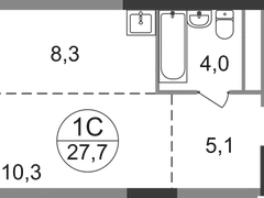 1-ком, 27,7 кв.м., 17/17эт.