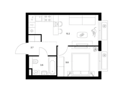 1-ком, 32.30 кв.м., 8/15эт.