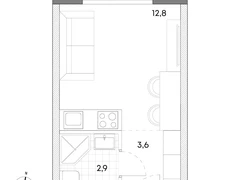 Студия, 19.3 кв.м., 7/7эт.