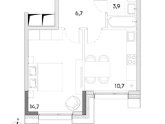 1-ком, 36 кв.м., 6/7эт.