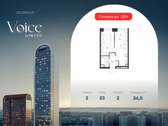 1-ком, 36 кв.м., 23/33эт.