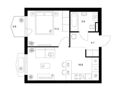 1-ком, 36.70 кв.м., 3/9эт.