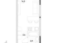 Студия, 22 кв.м., 6/7эт.