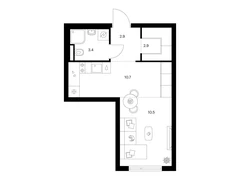 Студия, 30.40 кв.м., 4/16эт.