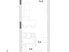 Студия, 21.9 кв.м., 3/7эт.
